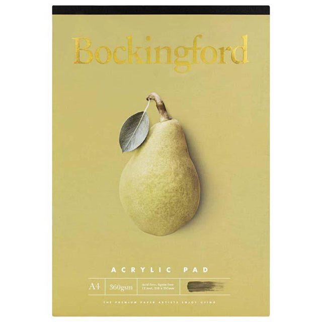 Bockingford Pad Acrylic A4 360gsm with 12 sheets, ideal for vibrant, detailed acrylic artwork.