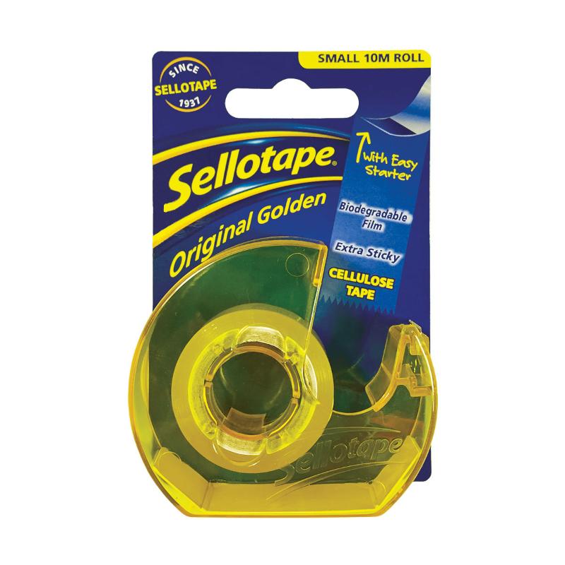 Eco-friendly Sellotape 3264 cellulose tape dispenser, 18mm x 10m, perfect for crafting and office sealing tasks.