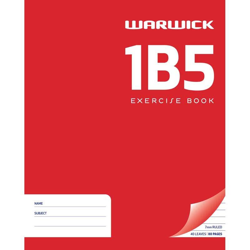 Warwick Exercise Book 1B5 with 40 ruled pages, durable red cover, ideal for students and professionals in Australia.