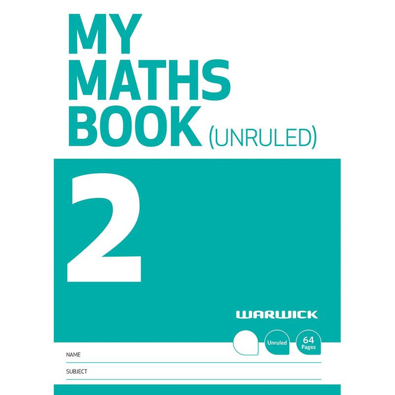 Warwick My Maths Book 2, unruled 64-page notebook with durable cover, perfect for math notes and creative problem-solving.