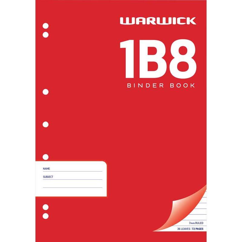 Warwick Exercise Book 1B8 36 Leaf A4 Punched Ruled 7mm