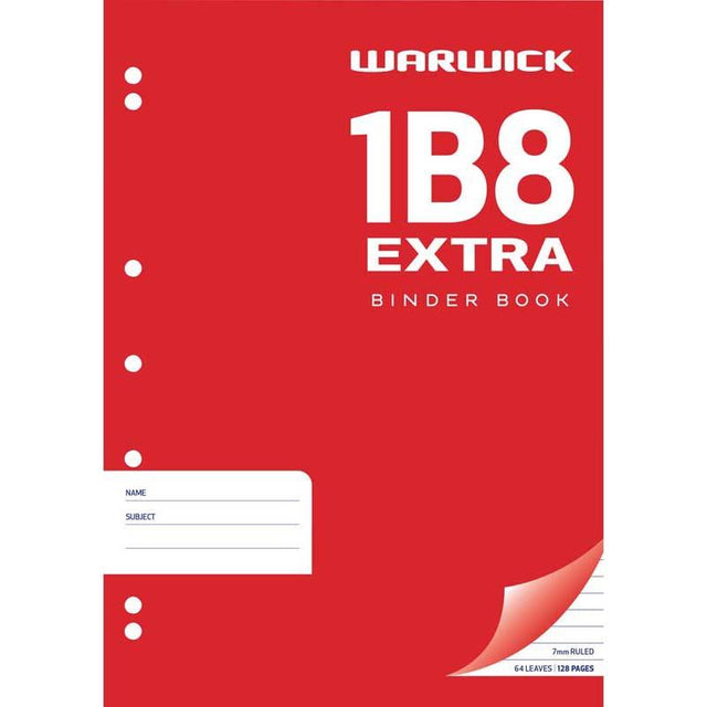 Warwick Exercise Book 1B8 A4 with 64 ruled leaves, ideal for notes and creative projects, features 7mm spacing.