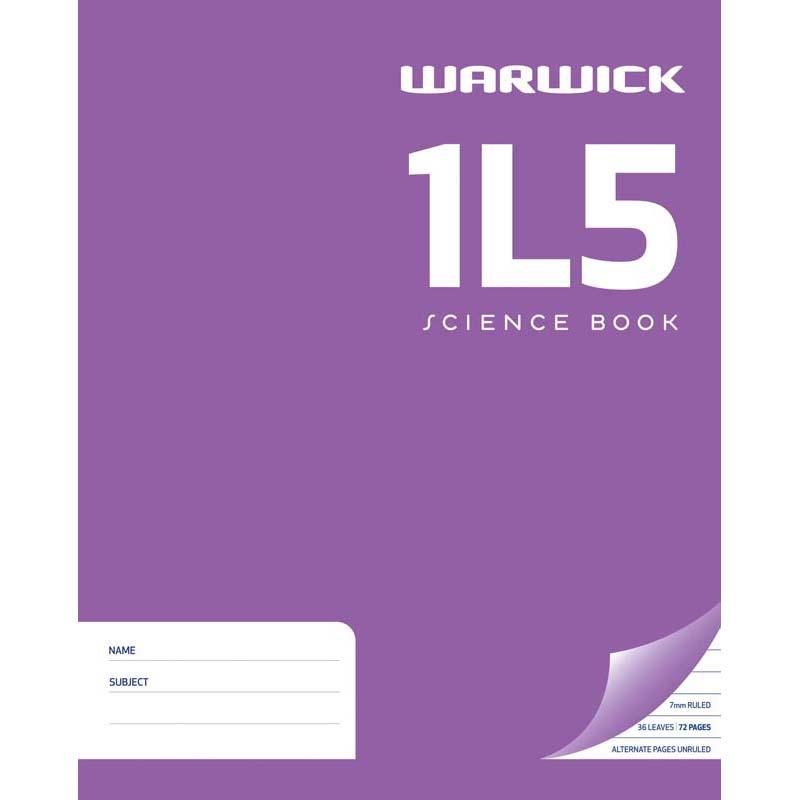 Warwick Exercise Book 1L5 with 36 ruled leaves, ideal for organized note-taking and creative expression in various subjects.