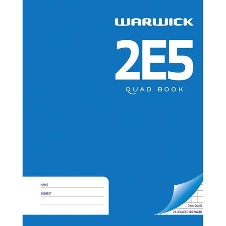 Warwick Lecture Book 2E5 with 78 quad 7mm pages, compact size 255x205mm, ideal for organized note-taking and diagrams.