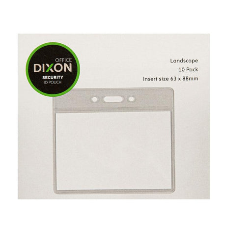 Dixon ID Pouch Landscape Pack of 10 soft clear pouches for secure and visible badge management.