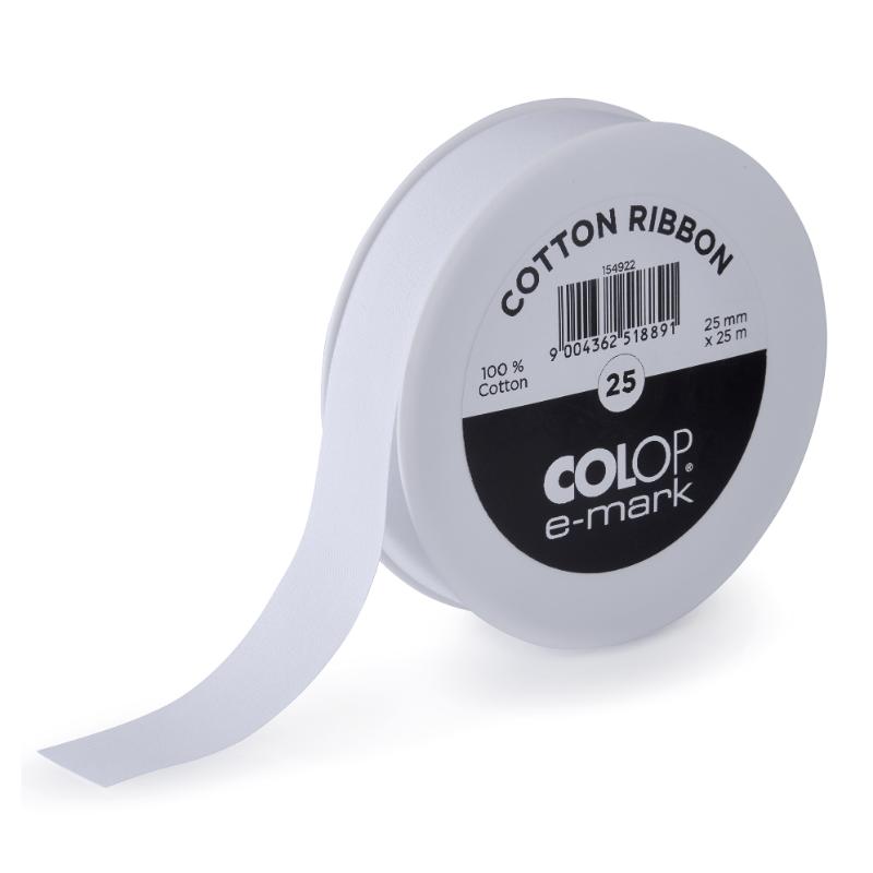 Colop e-mark Ribbon White Cotton 25mm x 25m