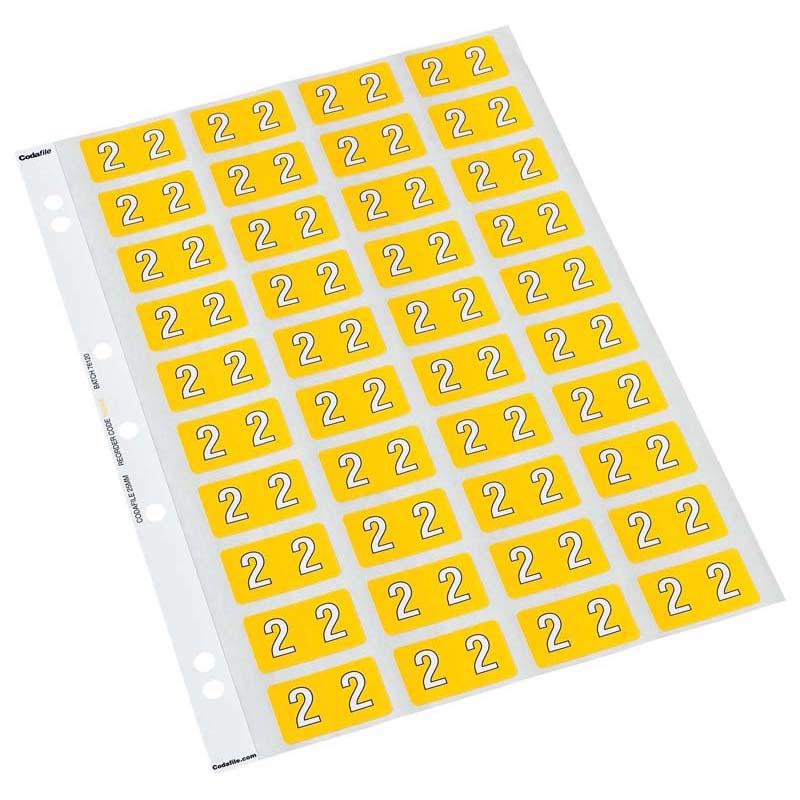 Codafile Label Numeric 2 25mm Pack 5 Sheets