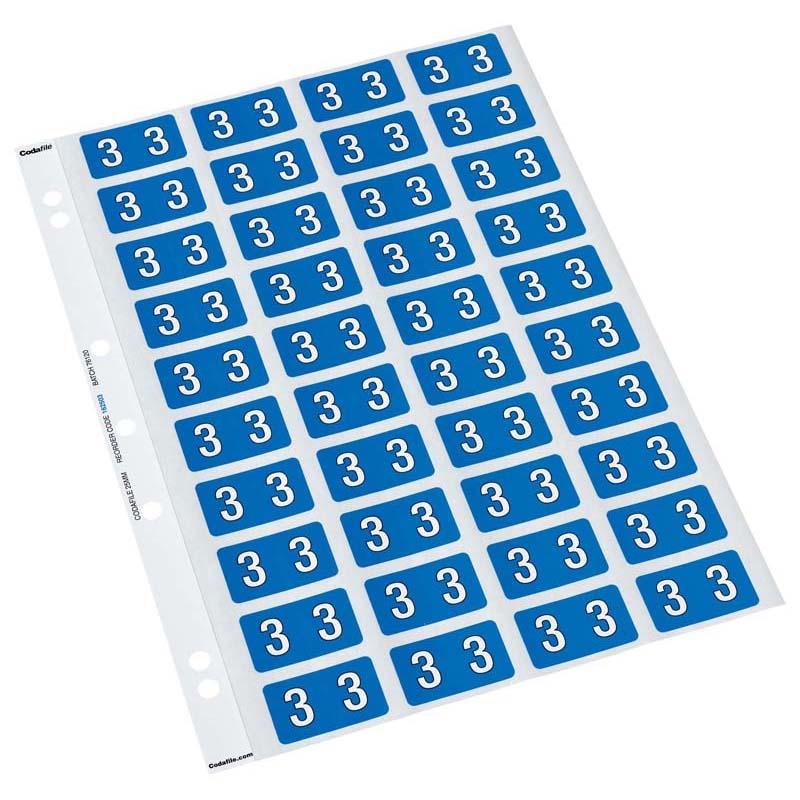 Codafile Label Numeric 3 25mm Pack 5 Sheets