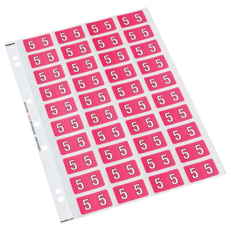 Codafile Label Numeric 5 25mm Pack 5 Sheets