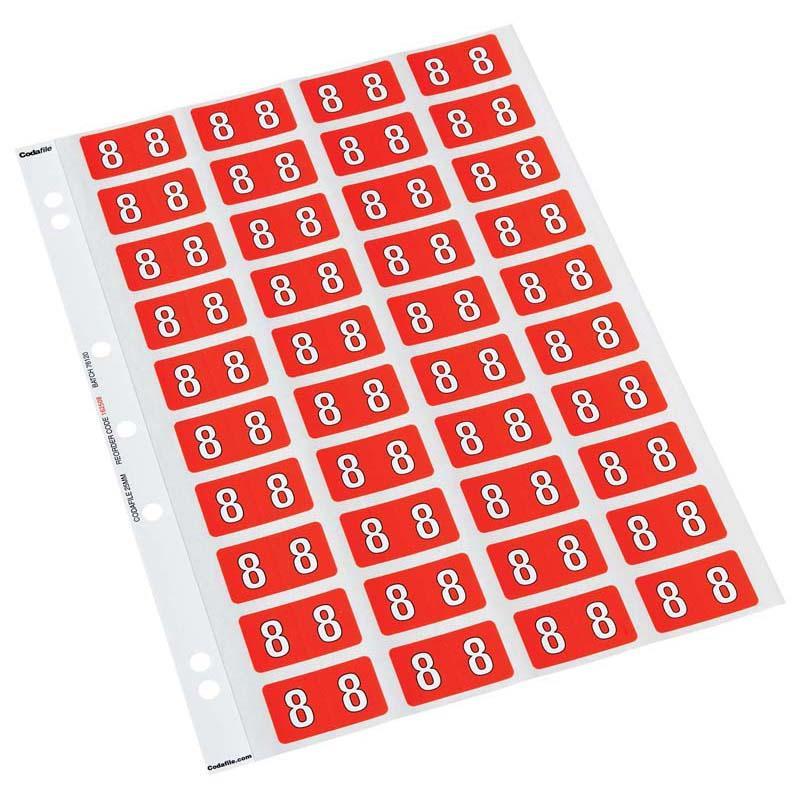 Vibrant orange numeric labels in a 25mm x 42mm size for efficient organization and easy document retrieval.