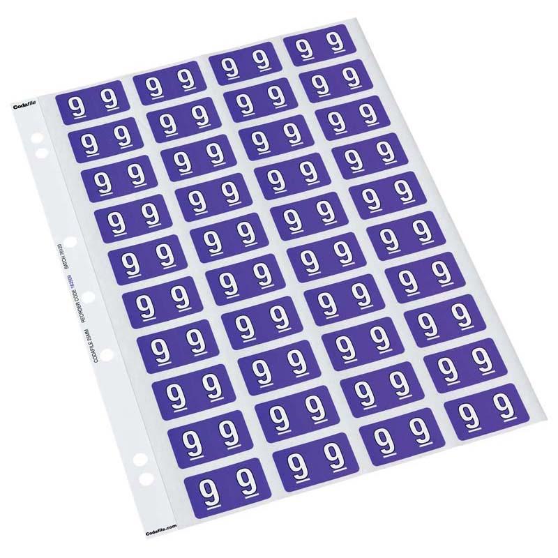 Codafile Label Numeric 9 25mm Pack 5 Sheets