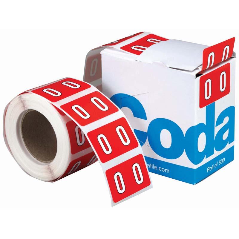 Codafile Label Numeric 0 25mm Roll 500