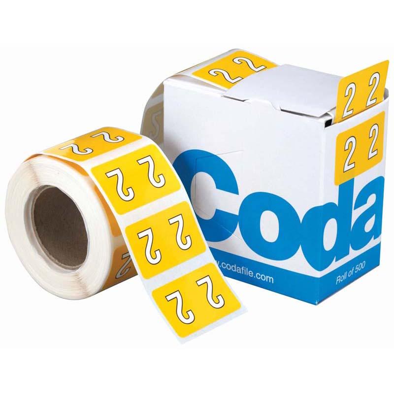 Codafile Label Numeric 2 25mm Roll 500