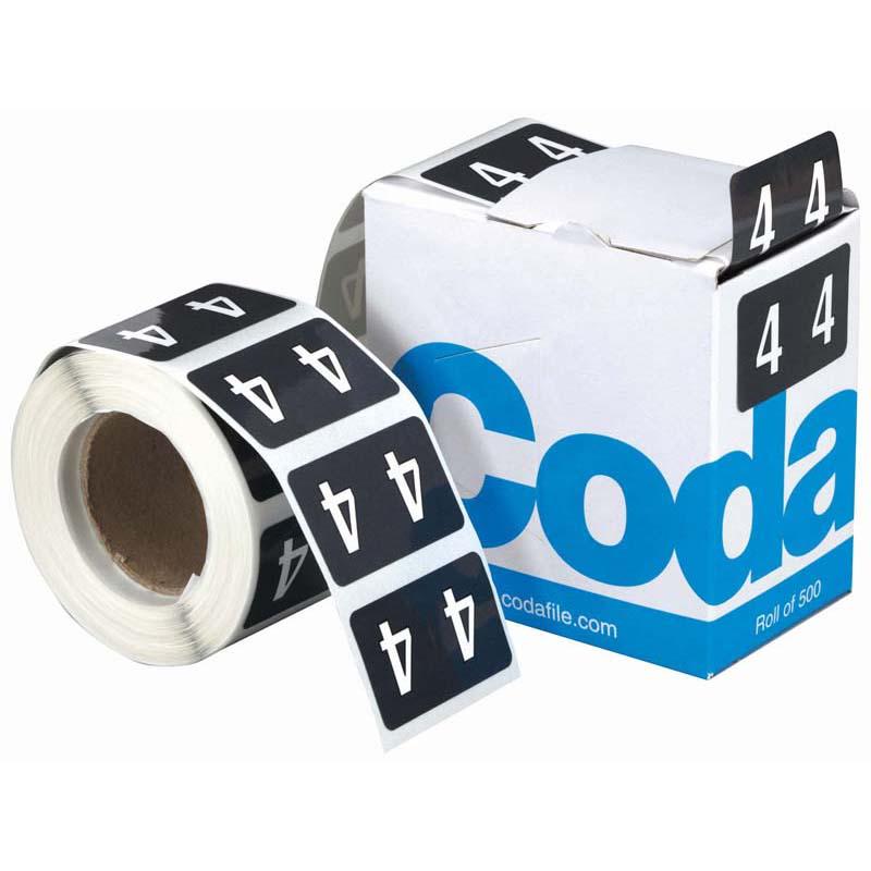 Codafile Label Numeric 4 25mm Roll 500