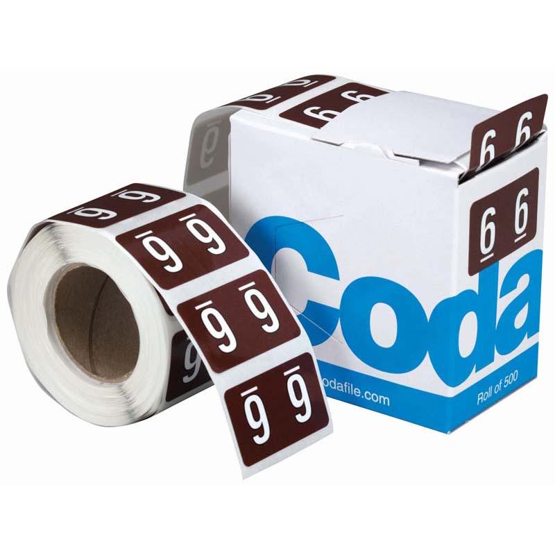 Codafile Label Numeric 6 25mm Roll 500