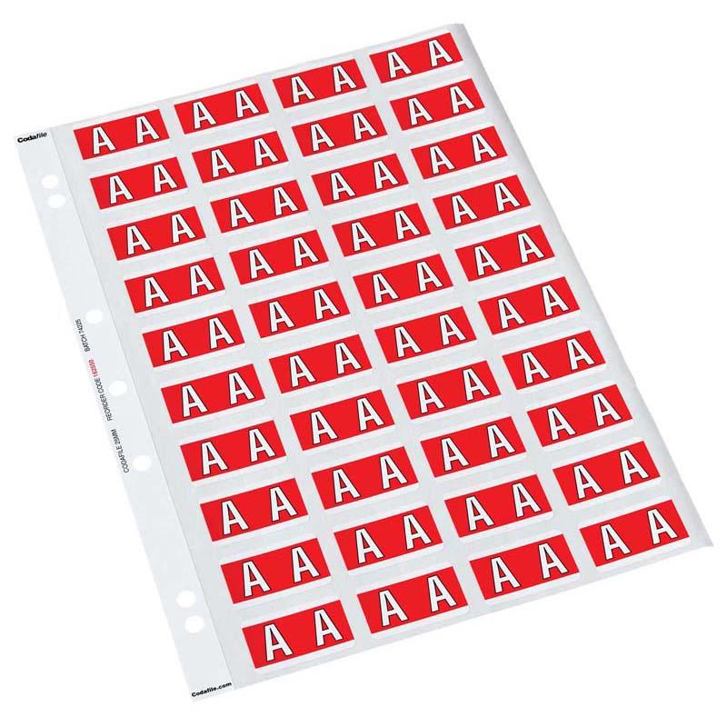 Codafile Label Alpha A 25mm Pack 5 Sheets