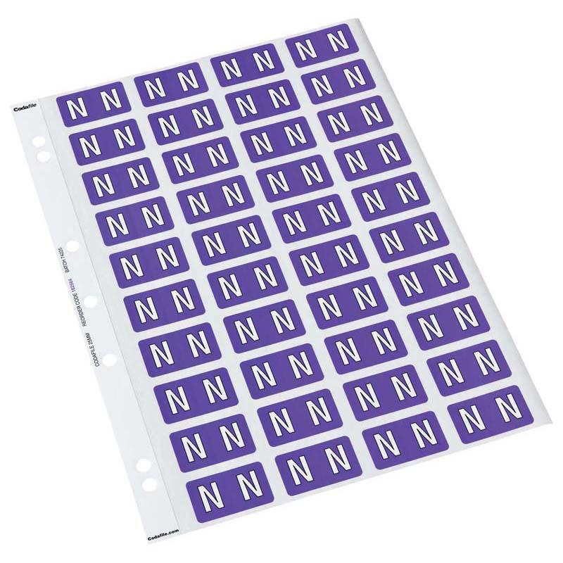 Purple 25mm labels in a pack of 5 sheets for efficient document organization in office, home, and school settings.