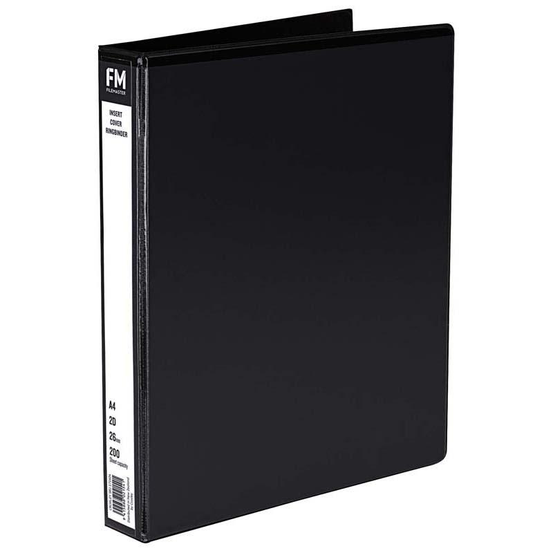 FM Binder Overlay A4 black cover designed for organizing up to 200 A4 sheets with a 26mm ring mechanism.