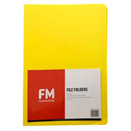 Bright yellow FM file folders in a 50-pack, ideal for vibrant and organized document management.