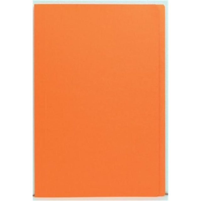Vibrant orange FM File Folder pack of 50, foolscap size, with easy-access design and slots for paper fasteners.