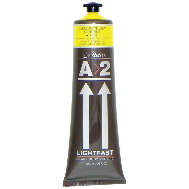 Vibrant A2 Heavybody Acrylic paint in Cadmium Light Yellow, 120ml tube, perfect for enhancing artistic creations.