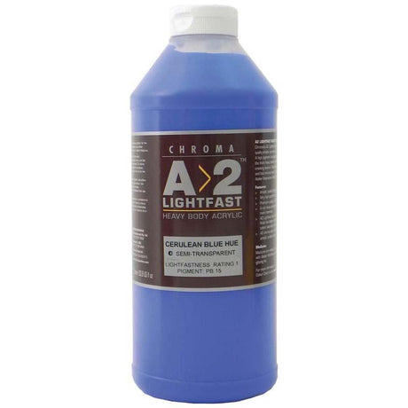 A2 Lightfast Heavybody Acrylic in Cerulean Blue, 1 Litre, perfect for vibrant landscapes and artistic textures.