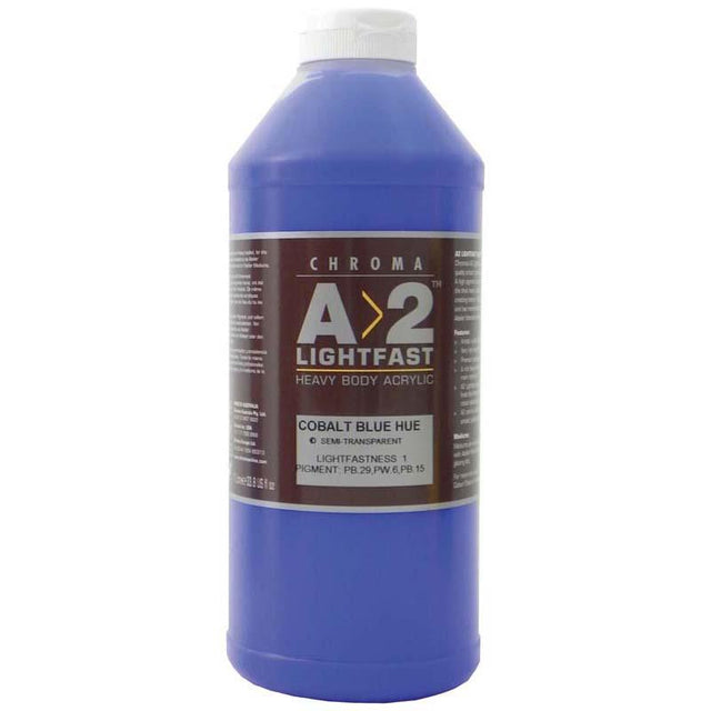 A2 Lightfast Heavybody Acrylic in Cobalt Blue, 1L, ideal for vibrant art with excellent lightfastness and blending ability.