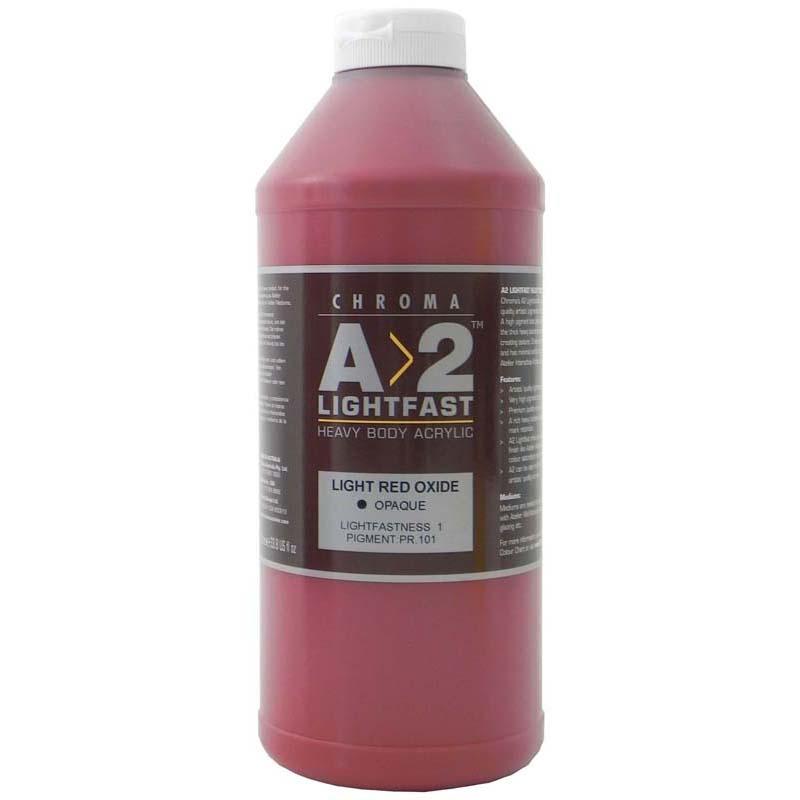 A2 Lightfast Heavybody Acrylic 1 Litre in Light Red Oxide for vibrant colors and exceptional brush mark retention.