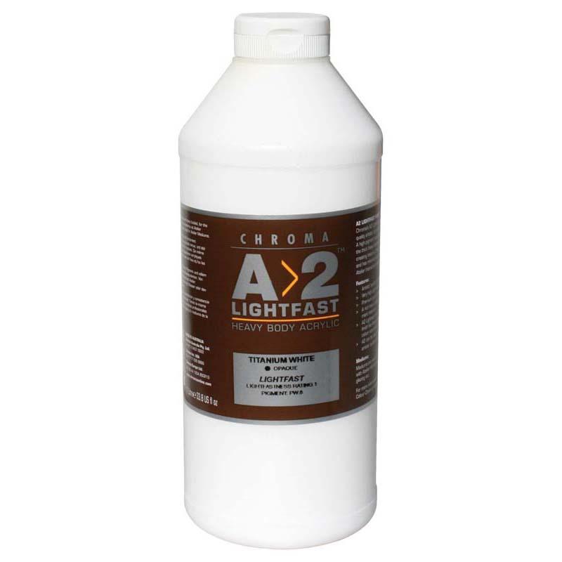 A2 Lightfast Heavybody Acrylic in Titanium White, 1 Litre, perfect for vibrant, textured artwork and quick-drying applications.