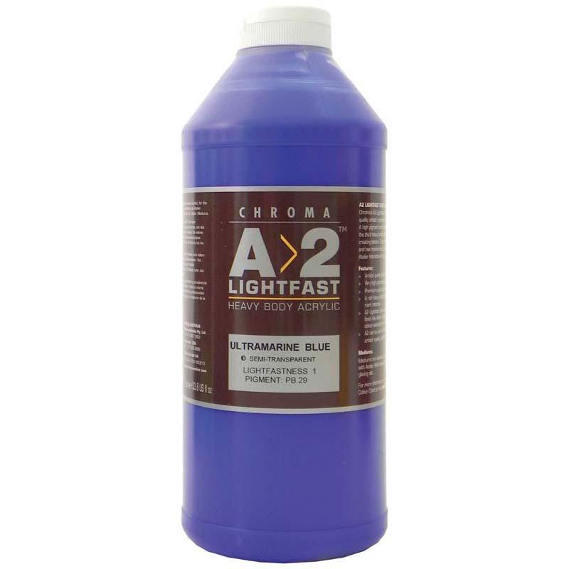 Vibrant 1L Ultramarine Blue heavy body acrylic paint, ideal for rich textures and high-pigment artistry.