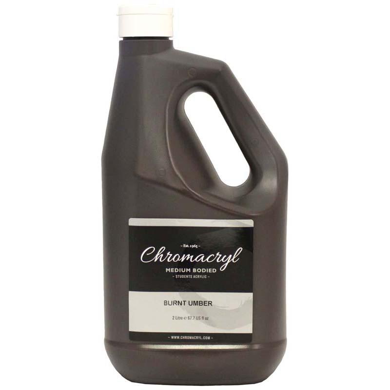 Chromacryl 2L Acrylic Paint in Burnt Umber, vibrant color, quick-drying, non-toxic, perfect for artist projects.