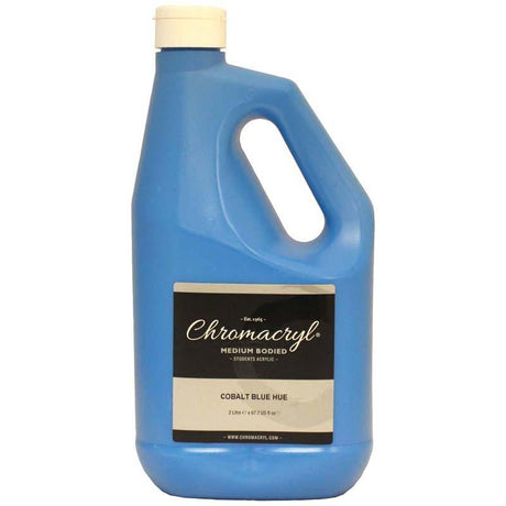 2-litre bottle of Chromacryl Acrylic Paint in Cobalt Blue, perfect for students and artists for vibrant, versatile projects.