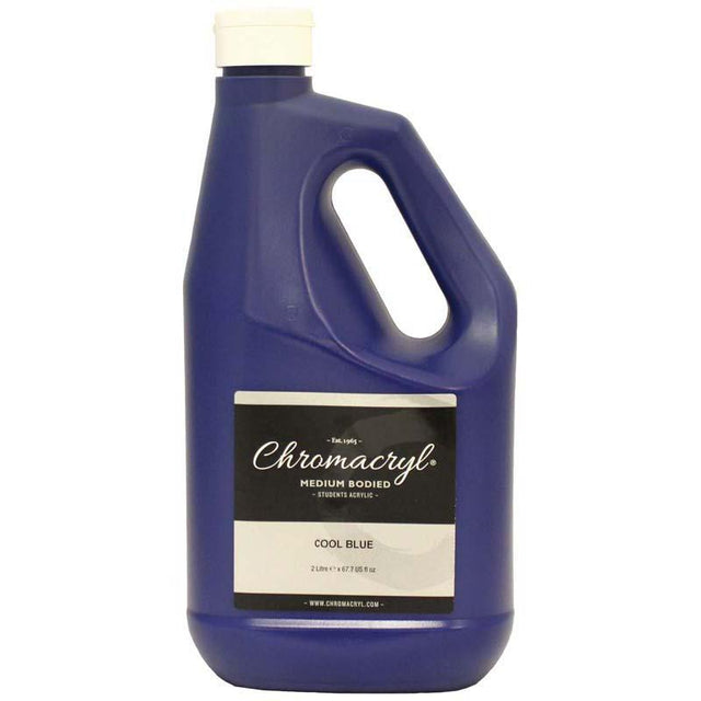 Chromacryl Acrylic Paint 2L in Cool Blue, non-toxic, quick-drying with high pigment for vibrant artistic projects.