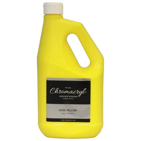 Chromacryl Cool Yellow Acrylic Paint in 2 Litres, vibrant, non-toxic, ideal for artists, quick-drying, versatile for various surfaces.