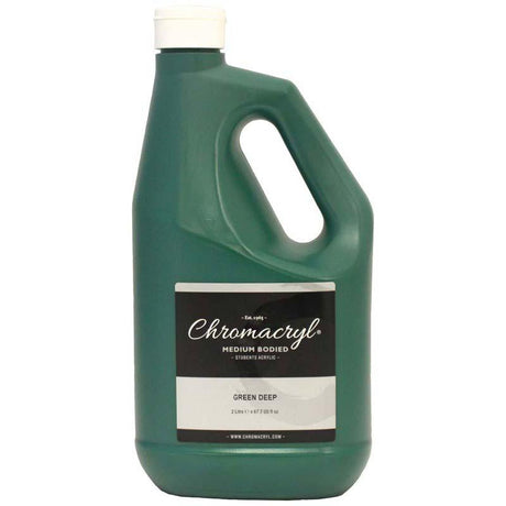 Chromacryl 2L Deep Green acrylic paint, non-toxic, fast-drying, perfect for students and artists on various surfaces.