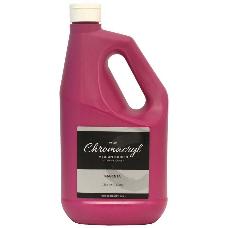 Vibrant Magenta Chromacryl Acrylic Paint 2 Litre, ideal for students and artists, quick-drying and non-toxic.