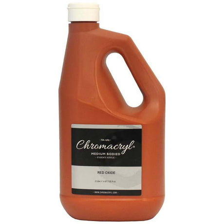 Chromacryl 2 Litre Acrylic Paint in Red Oxide, perfect for artists, non-toxic, quick-drying, versatile for various surfaces.