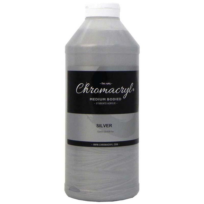 Chromacryl Acrylic Paint Student 1 Litre Silver