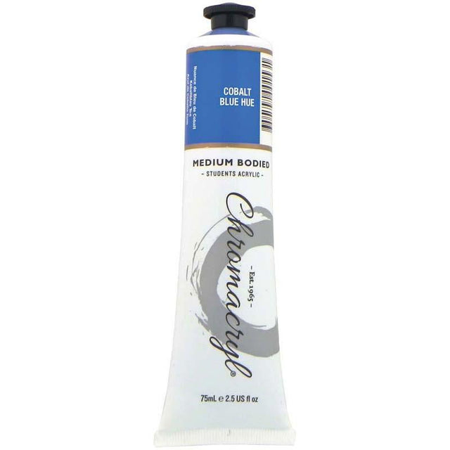 Vibrant Cobalt Blue Hue acrylic paint in a 75ml tube, perfect for artists and mixed media projects.