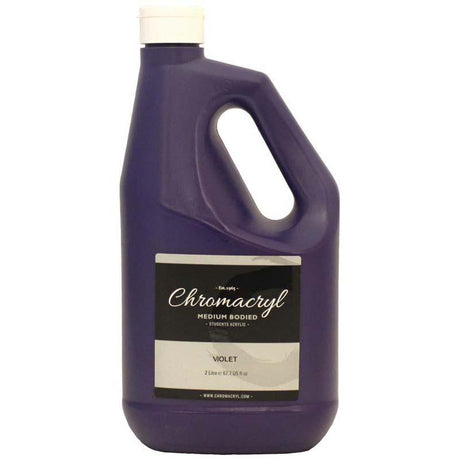 2-litre container of Chromacryl Violet Acrylic Paint, vibrant and non-toxic, ideal for students and artists on various surfaces.