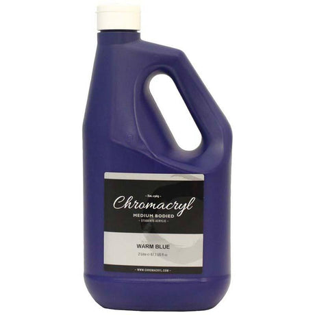 Chromacryl 2L Warm Blue acrylic paint, vibrant non-toxic, ideal for students, versatile for various mediums and easy cleanup.