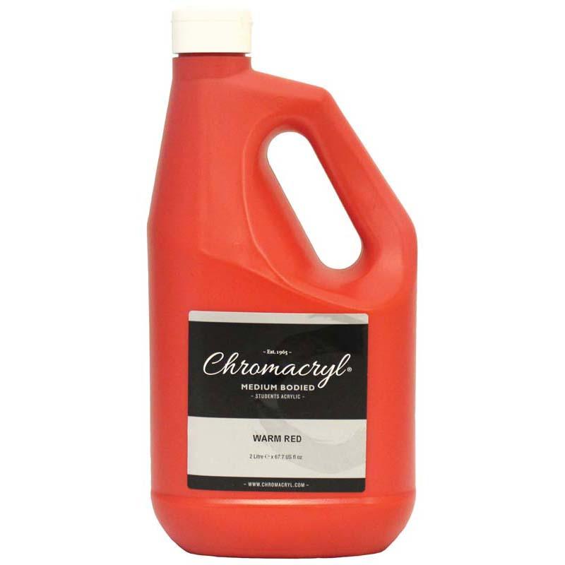 Chromacryl Acrylic Paint in Warm Red, 2 Litre, perfect for vibrant canvas art and easy cleanup.