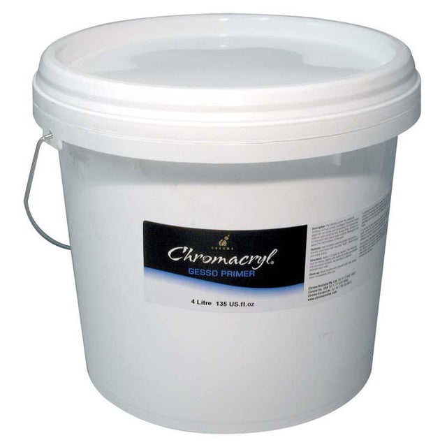 Chromacryl Medium 4 Litre Gesso Primer, a versatile white acrylic primer for preparing surfaces before painting.