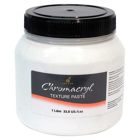 Chromacryl Medium 1 Litre Texture Paste Acrylic for adding depth and dimension to art and crafts, dries opaque white.