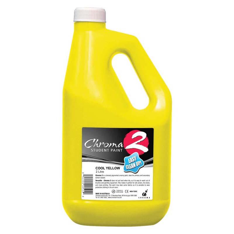 Chroma C2 Cool Yellow paint in 2L, vibrant and non-toxic, ideal for creative projects and easy cleanup.