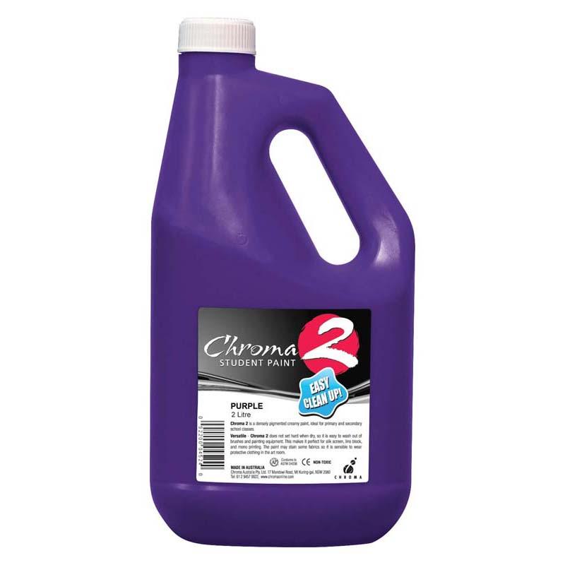 Chroma C2 2 Litre Purple Paint, versatile non-toxic acrylic for artists and crafters, easy to wash and exceptional coverage.