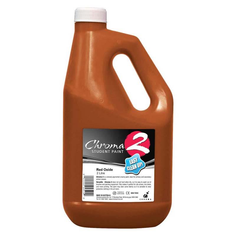 Chroma C2 Red Oxide 2L paint for artists, featuring excellent coverage, non-toxic formula, and washable finish.