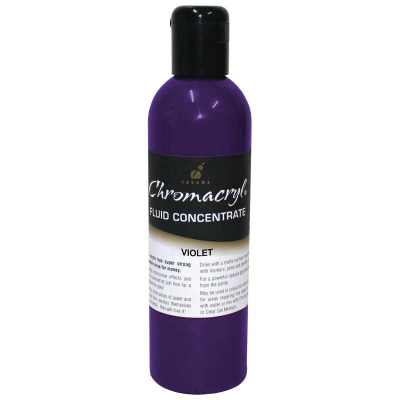 Chromacryl Fluid Concentrate Violet 250ml, highly pigmented acrylic paint for versatile artistic applications.