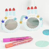 Amos Glitter Glue Neon Colours Pack of 5 includes vibrant yellow, orange, pink, green, and blue glitter for creative projects.