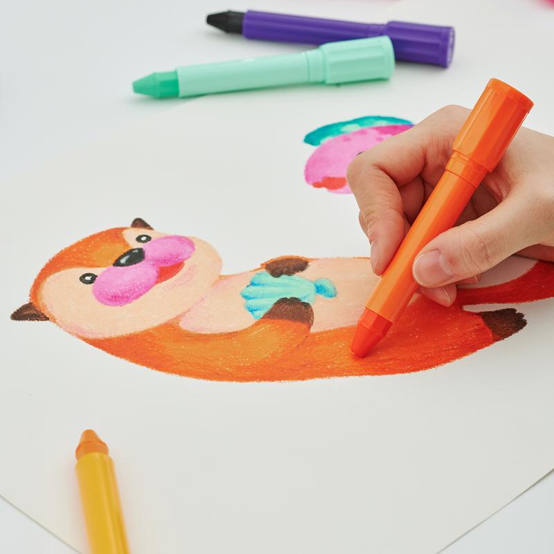 Amos Colorix Silky Crayon Pack of 12 with vibrant, blendable colors for versatile artistic creations and easy cleanup.